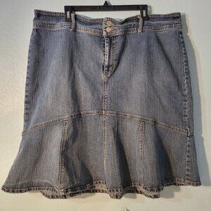 Vintage Faded Glory Denim Flounce Skirt Size 26w